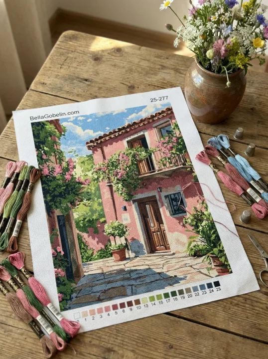 Blühende mediterrane Straßenreihe – 25-277