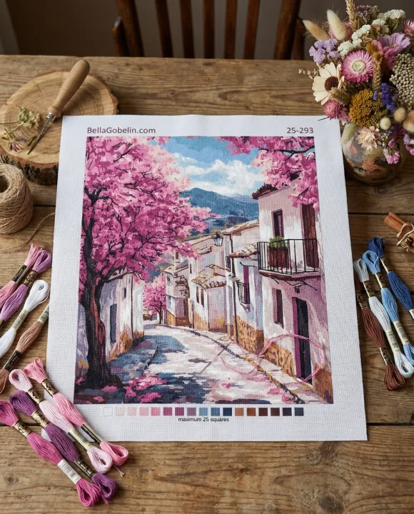 Blühende mediterrane Straßenreihe – 25-293