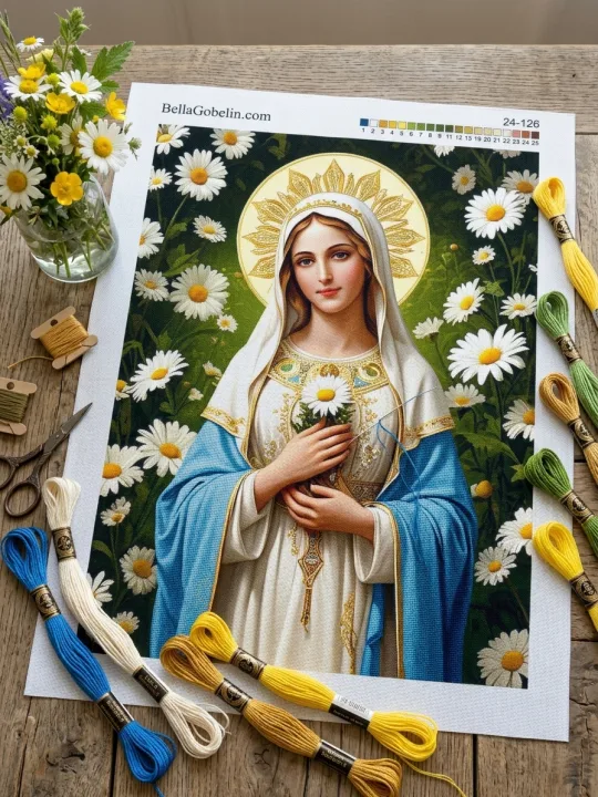 Maria mit Blumen