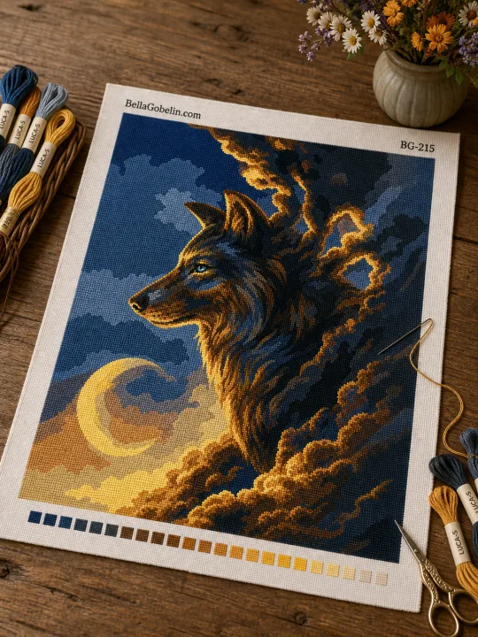 Wolf beim Vollmond
