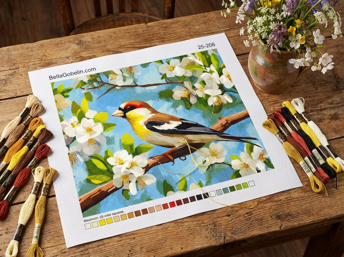 Sperling auf dem blühenden Baum