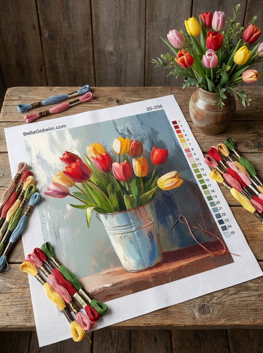 Tulpen im Eimer