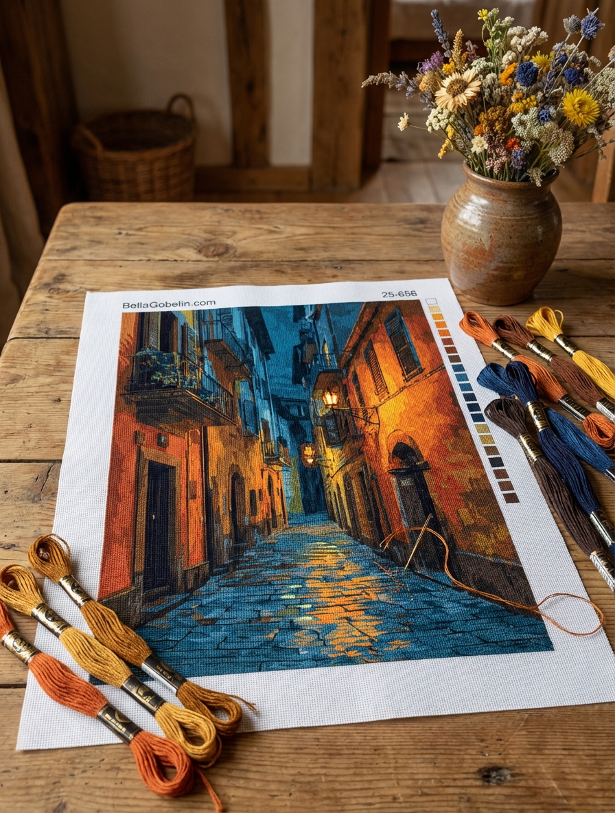 Abend in einer französischen Kleinstadt