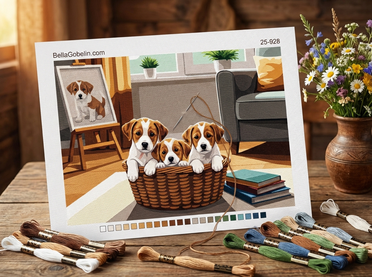 Süße Hunde im Wohnzimmer