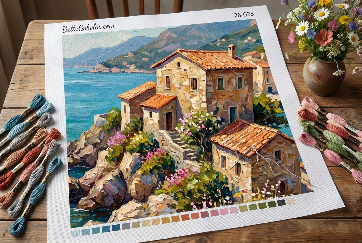 Gemälde einer italienischen Kleinstadt