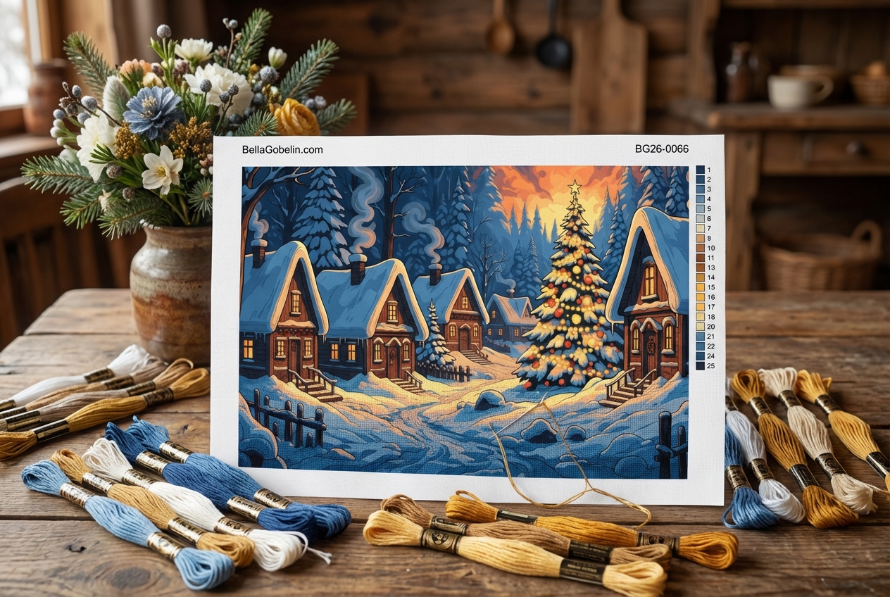 Winzige ländliche Weihnachtsstimmung im Winter