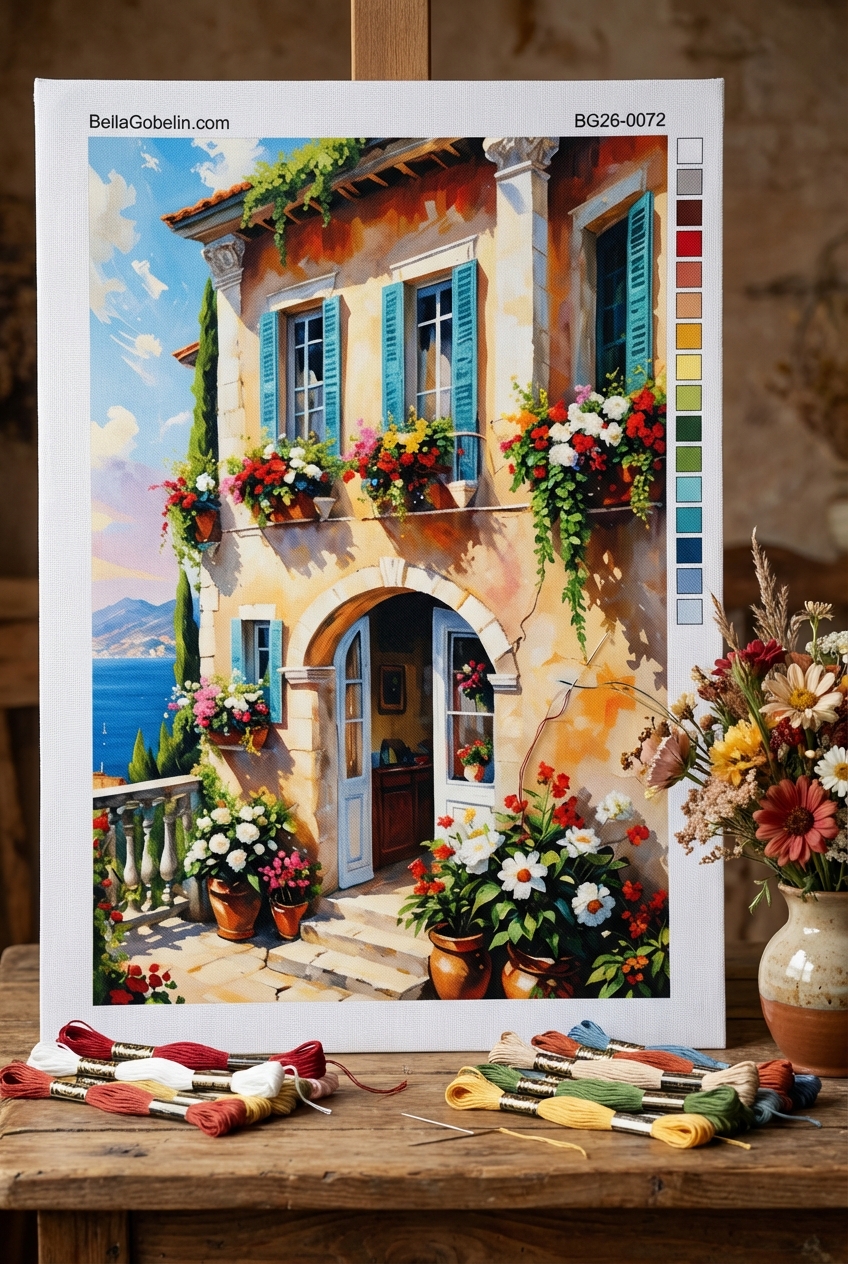 Mediterraneisches Haus mit Blumen