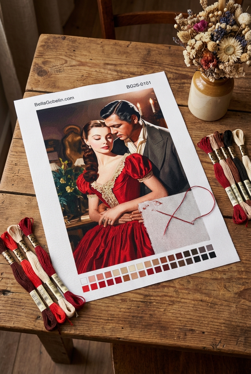Romantische Partnerporträts auf Gobelin-Bastelvorlagen