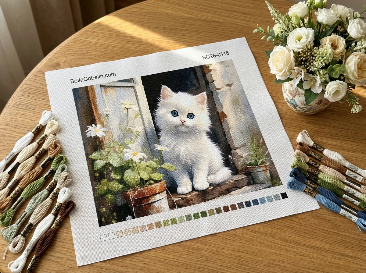 Katzen mit Blumen (Gobelintapestry)