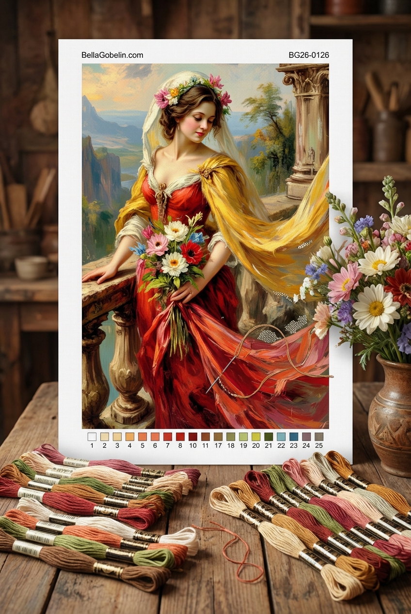 Romantische Frau mit Blumen