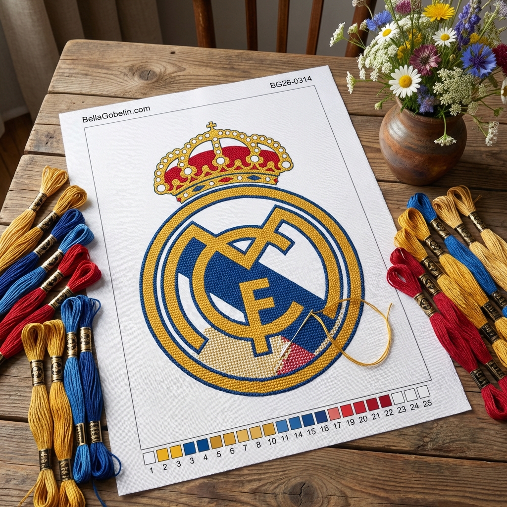 Real Madrid Emblem auf weißem Hintergrund