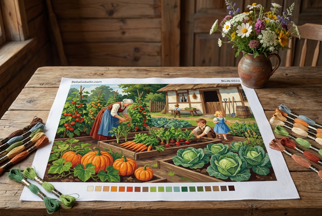 Dörflicher Garten mit Gemüse