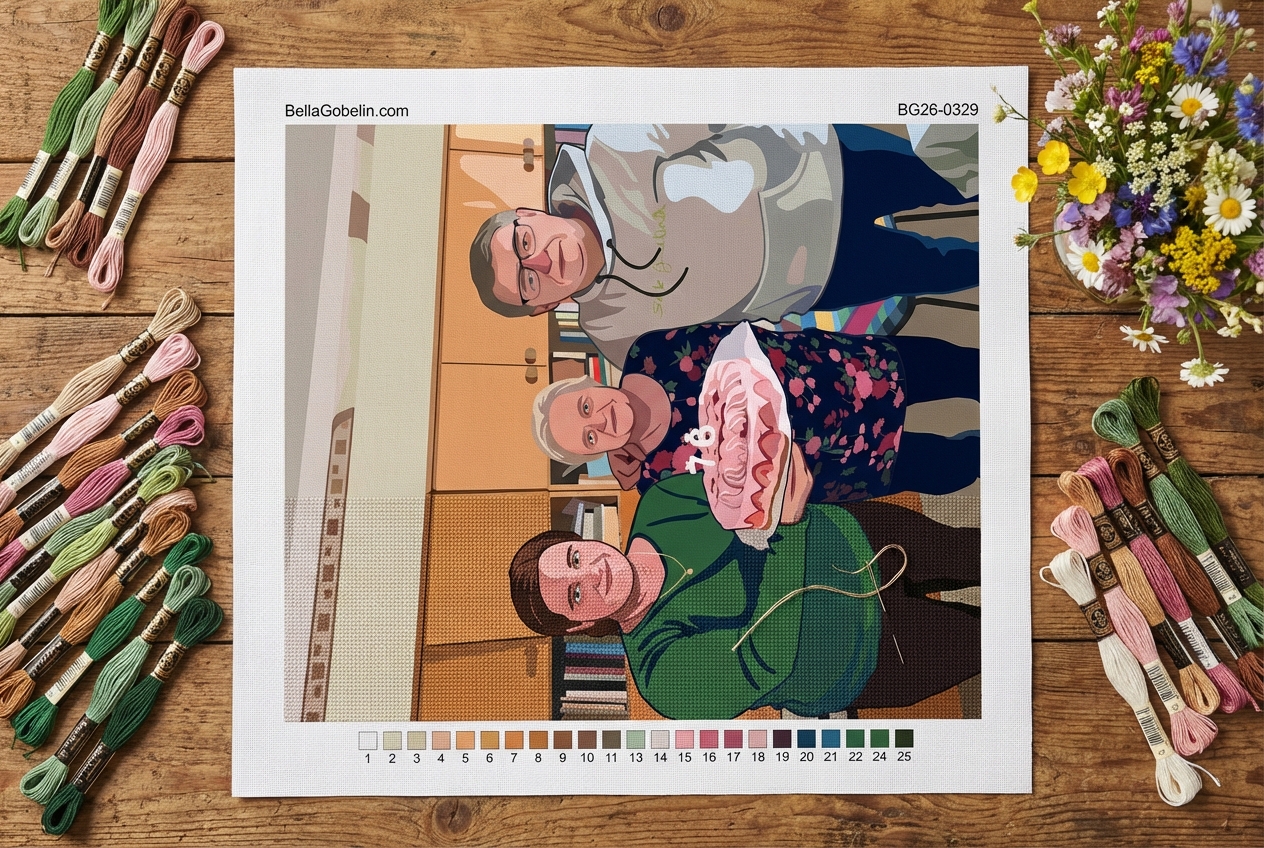 Familienporträt mit Gobelintorte