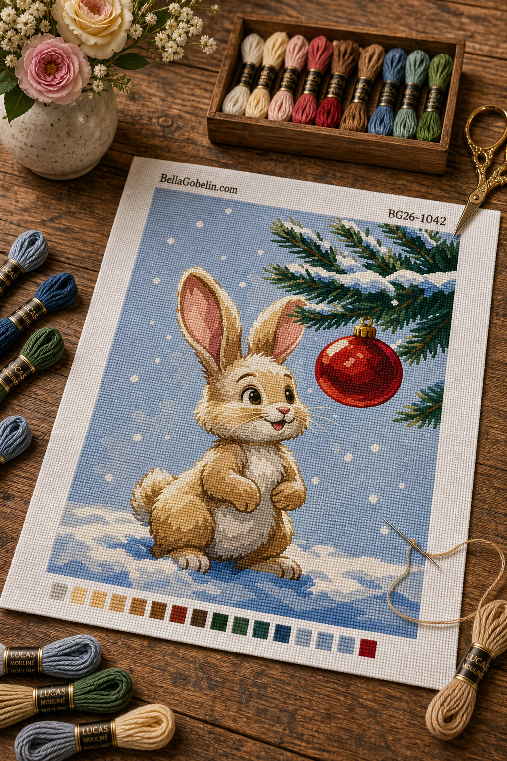 Weihnachtskaninchen im Schnee