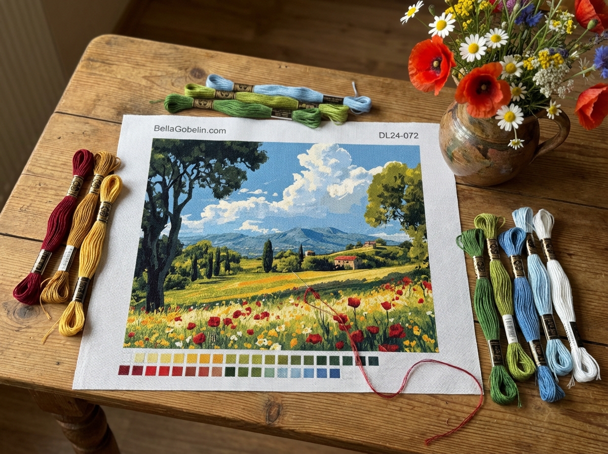 Toscana mit Mohnblumen