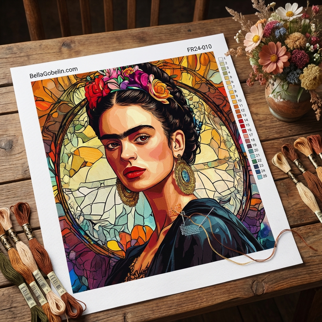 Frida Kahlo Porträt im Stil von Alphonse Mucha