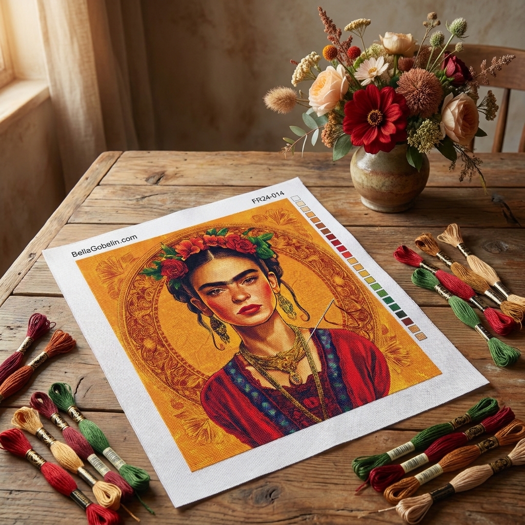 Frida Kahlo Porträt im Stil von Alphonse Mucha