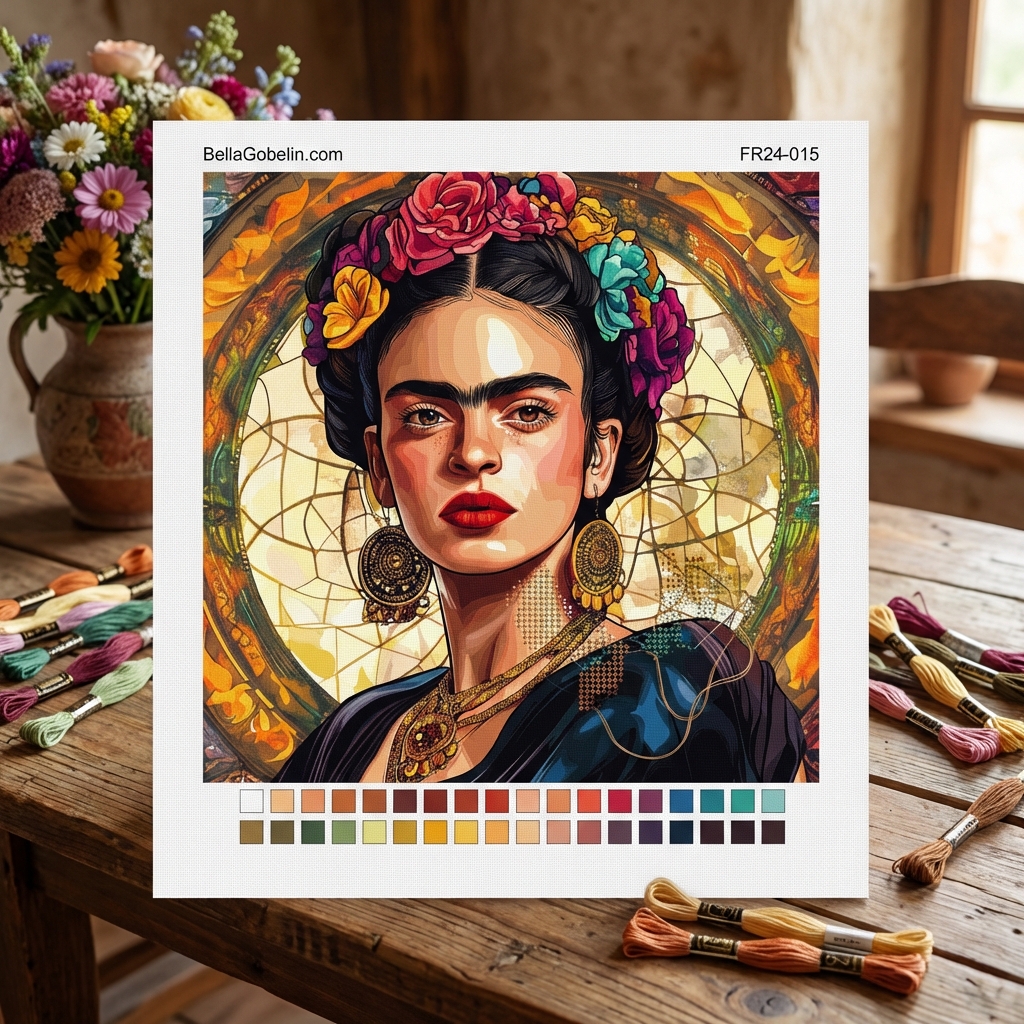 Frida Kahlo Porträt im Stil von Alphonse Mucha