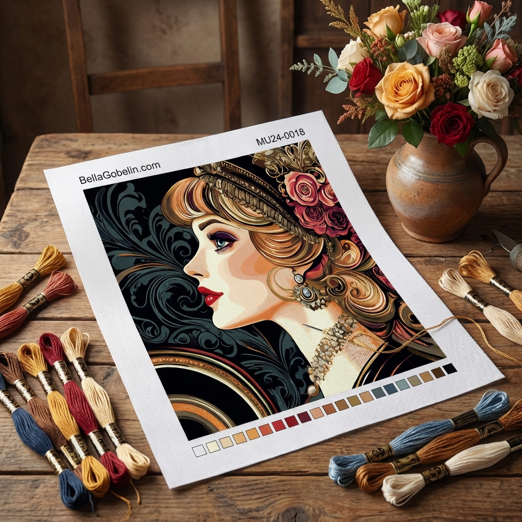 Mucha-Stil: Das Gesicht der Frau