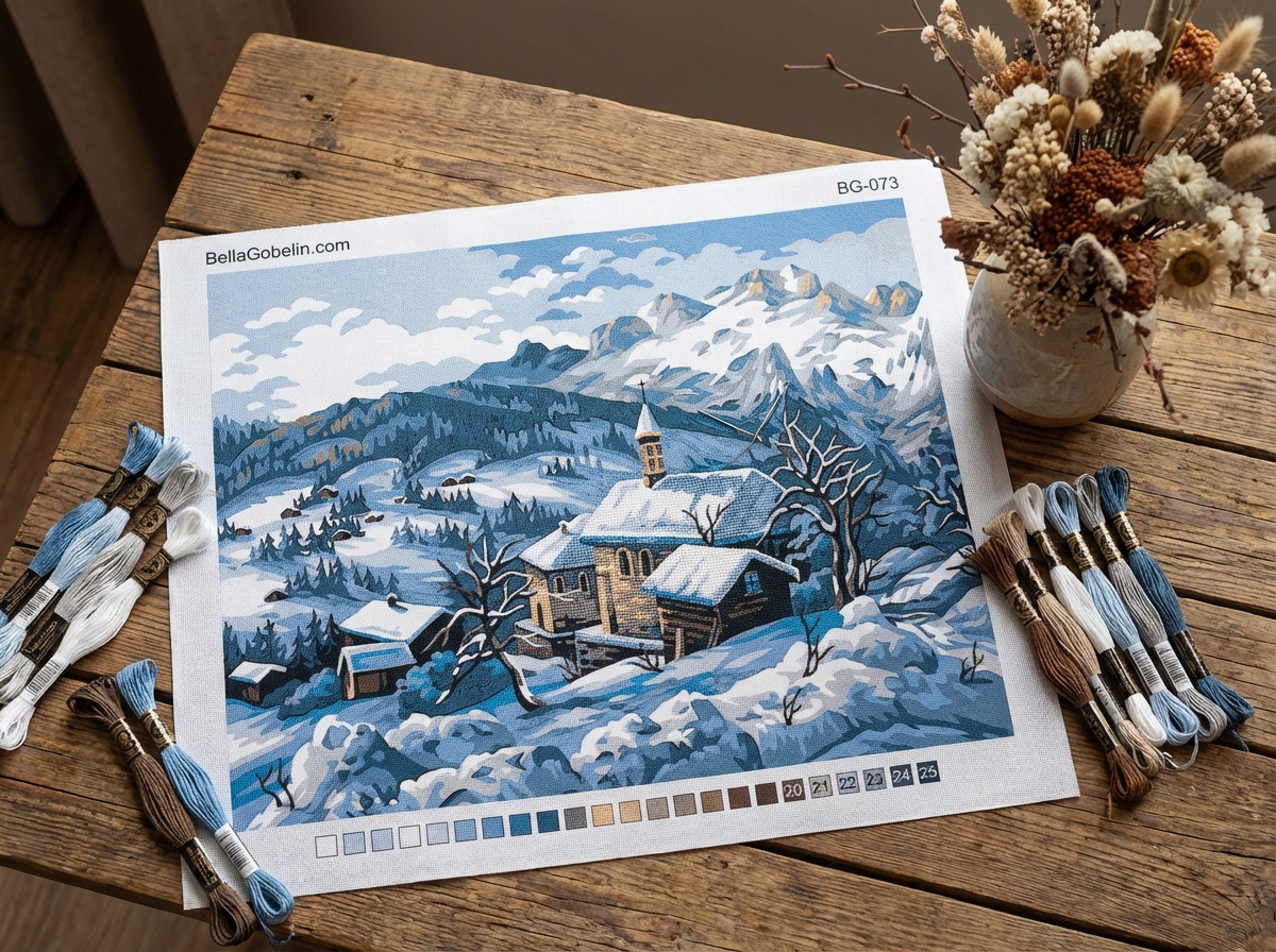 Winterlandschaft um das Dorf herum