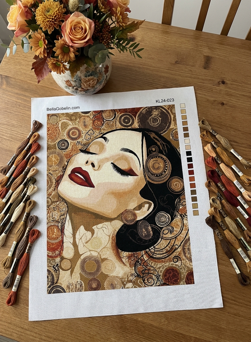 Coco Chanel Porträt im Stil von Klimt