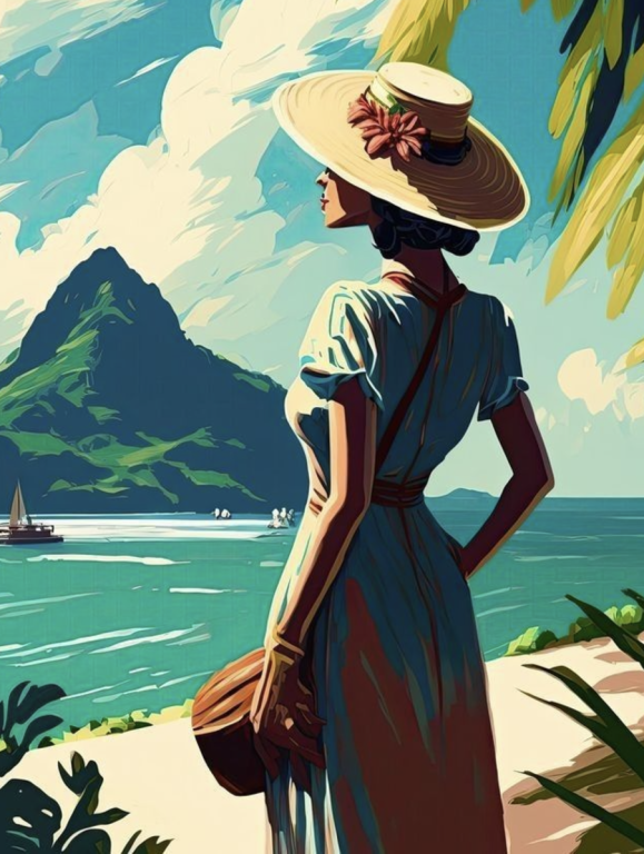 Egy hölgy Bora Bora-ban