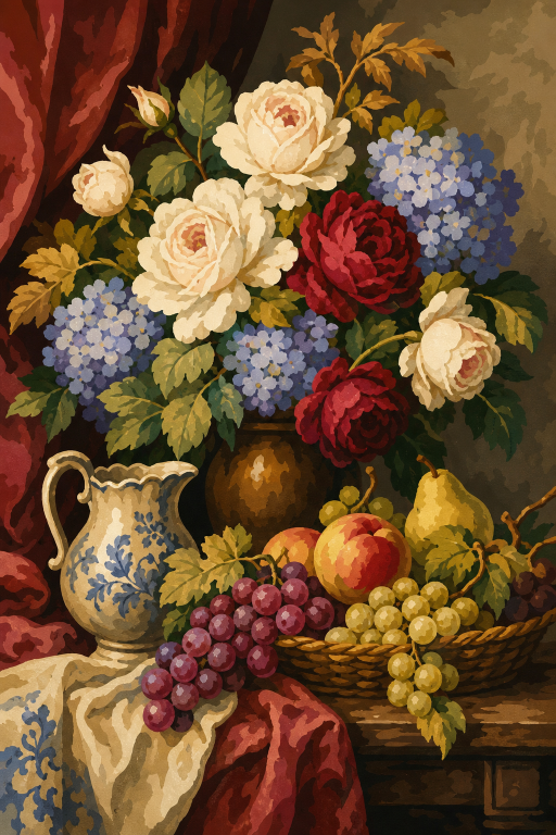 Régi stílusú csendélet gobelin