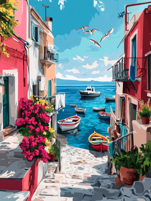 Blumige mediterrane Straßenserie