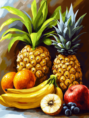 Küchenstillleben mit exotischen Früchten