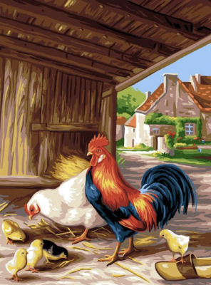 Der Hahn, die Henne und die Küken