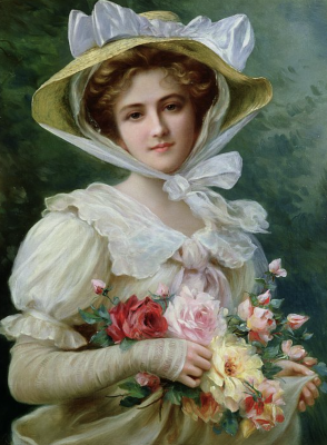 Dame mit Rosen