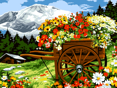 Wagen mit Blumen