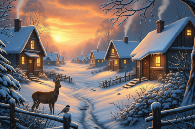 Winterszene mit Elch