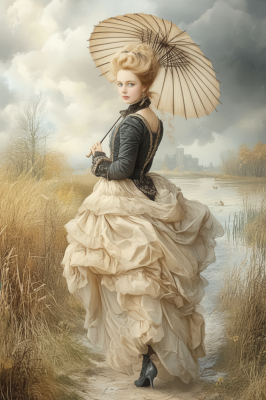 Elegante Dame mit Regenschirm