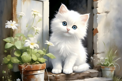 Katzen mit Blumen (Gobelintapestry)