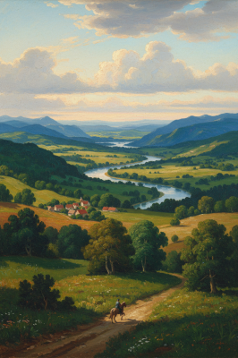 Idyllische Landschaft mit Fluss