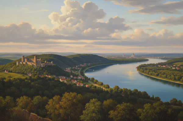 Donauknie mit Burg