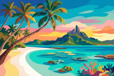 Tropischer Strand mit Palmen