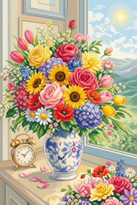 Buntes Blumenstillleben