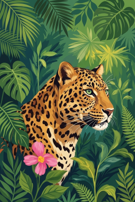 Leopard im Dschungel (Gobelin)