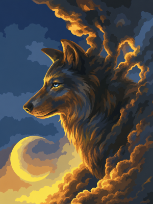 Wolf beim Vollmond