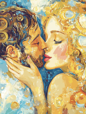 Klimt Stil: Der Kuss - Variationen