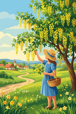 Sommerliche Landschaft mit Blumen