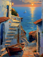 Sonnenuntergang in der mediterranen Stadt