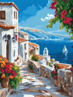 Blumige mediterrane Straßenserie