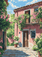 Blühende mediterrane Straßenreihe – 25-277
