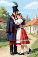 Ungarischer Husar und seine Geliebte