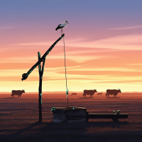 Brunnen mit Storch-Kreuzstich-Design