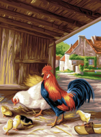 Der Hahn, die Henne und die Küken