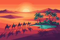 Wüstenlandschaft mit Kamelen